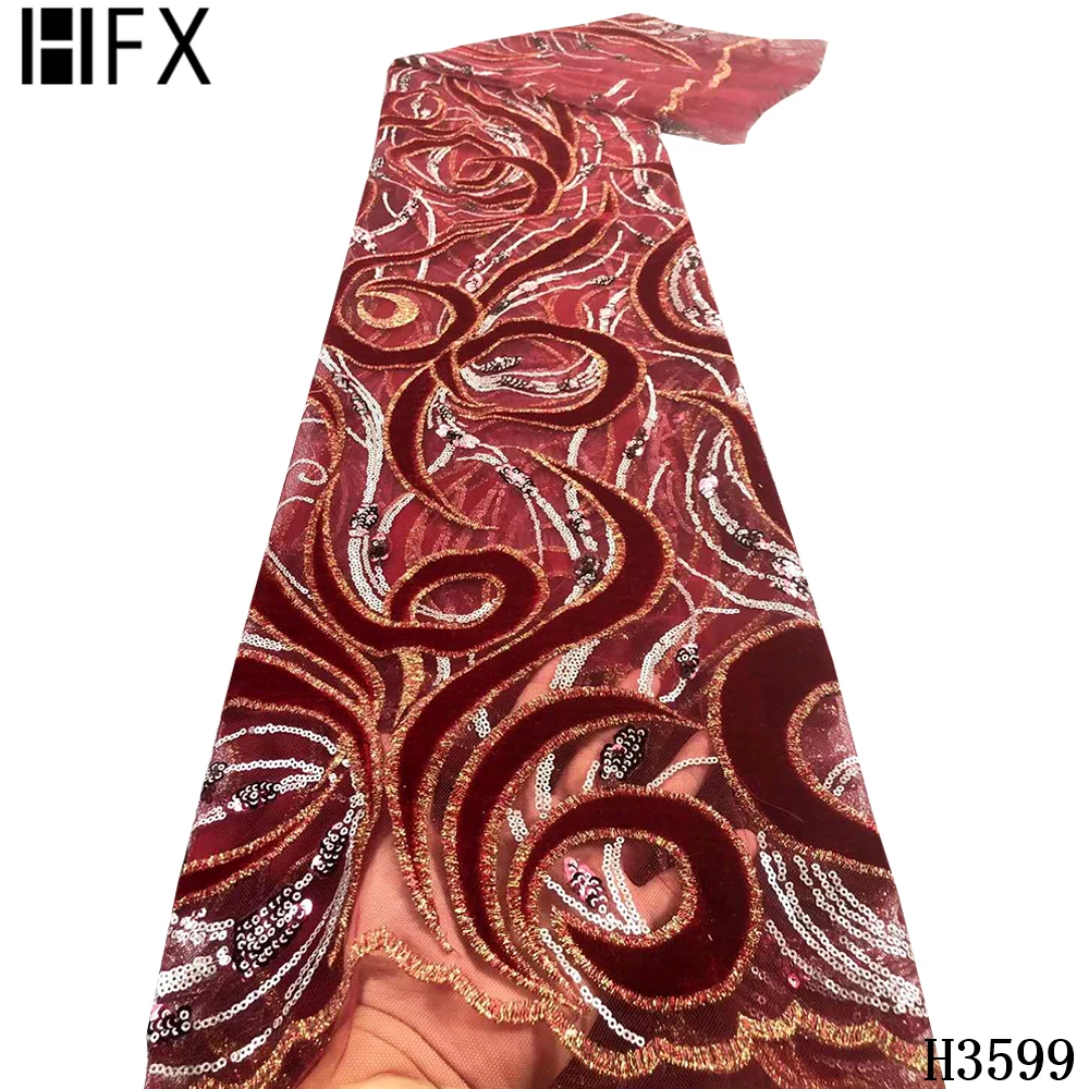 Африканская бархатная кружевная ткань HFX 2021 высококачественное кружево