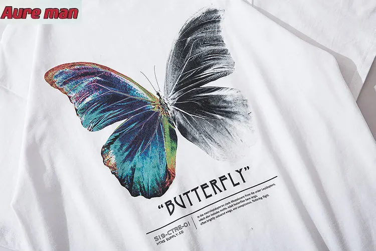 

Streetwear Tees Shirts Butterfly Print Short Sleeve Casual Tshirts Hip Hop Harajuku Short Sleeve Loose T-Shirts Tops best seller