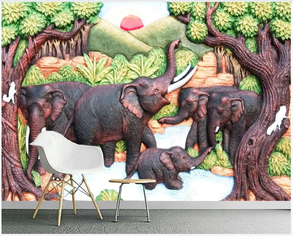 

Custom photo wallpaper for walls 3 d Cartoon murals HD stereo abstract elephant forest decoration background wall papers