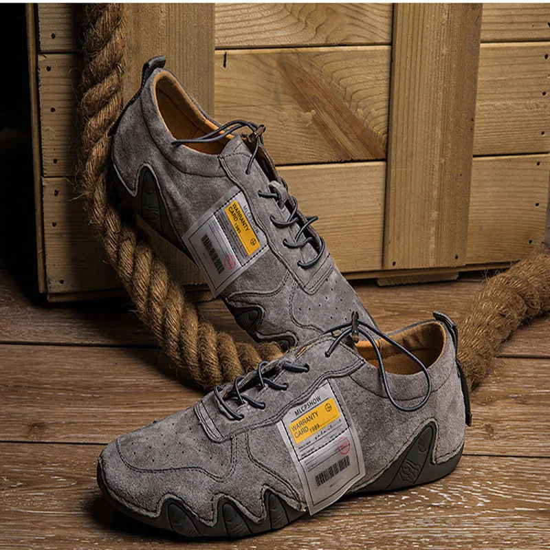 Мужские замшевые туфли со шнуровкой повседневные рабочие из свиной кожи обувь