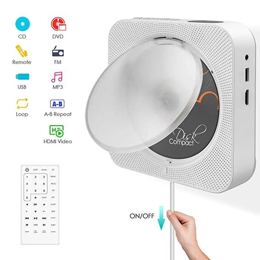 Настенный DVD CD плеер портативный с HDMI полный выход музыкальный Английский