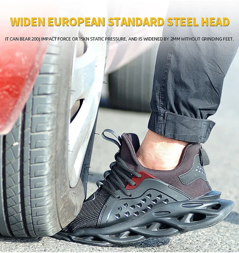 Мужские защитные ботинки, легкие, с защитой от ударов, со стальным носком, с летящей тканой поверхностью, Рабочая обувь от AliExpress RU&CIS NEW
