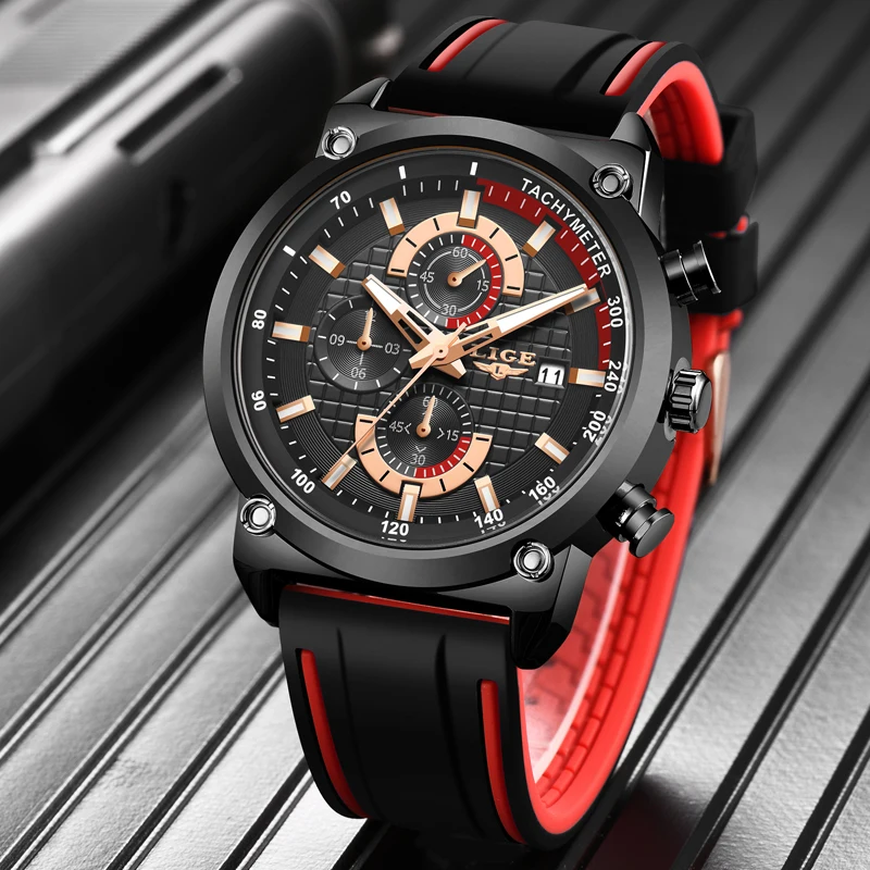 LIGE модные мужские часы Топ бренд класса люкс многофункциональные спортивные с