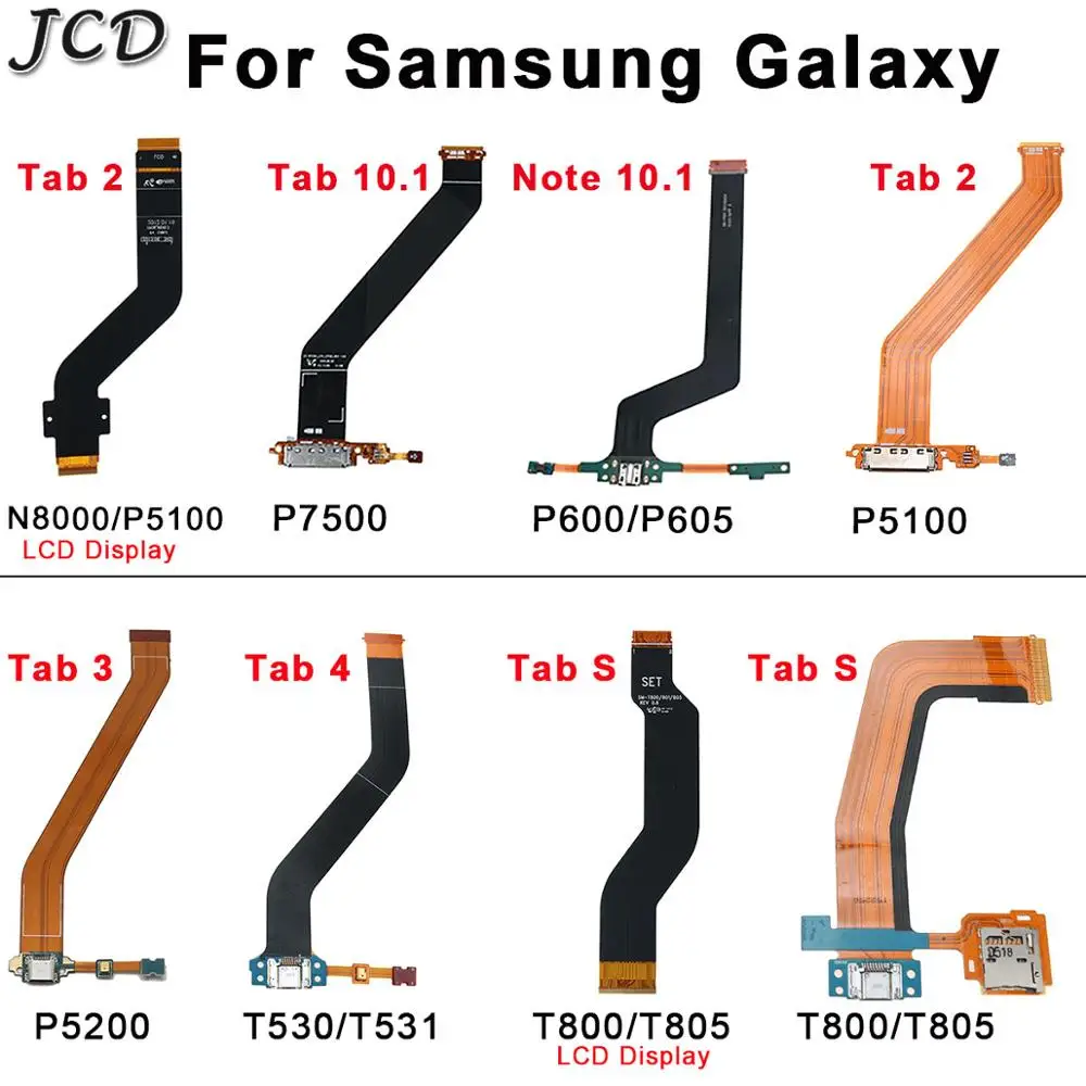 JCD для Samsung Galaxy Tab 2 3 4 S P5100 P7500 P600 P5200 T530 T800 разъем зарядного порта ЖК-дисплей Разъем