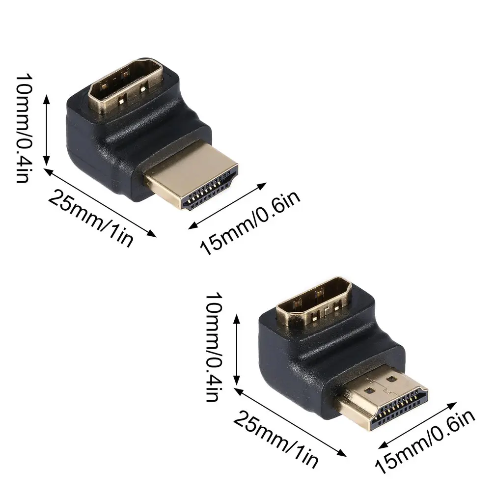 

HD HDMI-compatible Adapter 90 Degree 270 Degree Right Angle Side Bend Male to Female Elbow Conversion Optical Fiber Cables