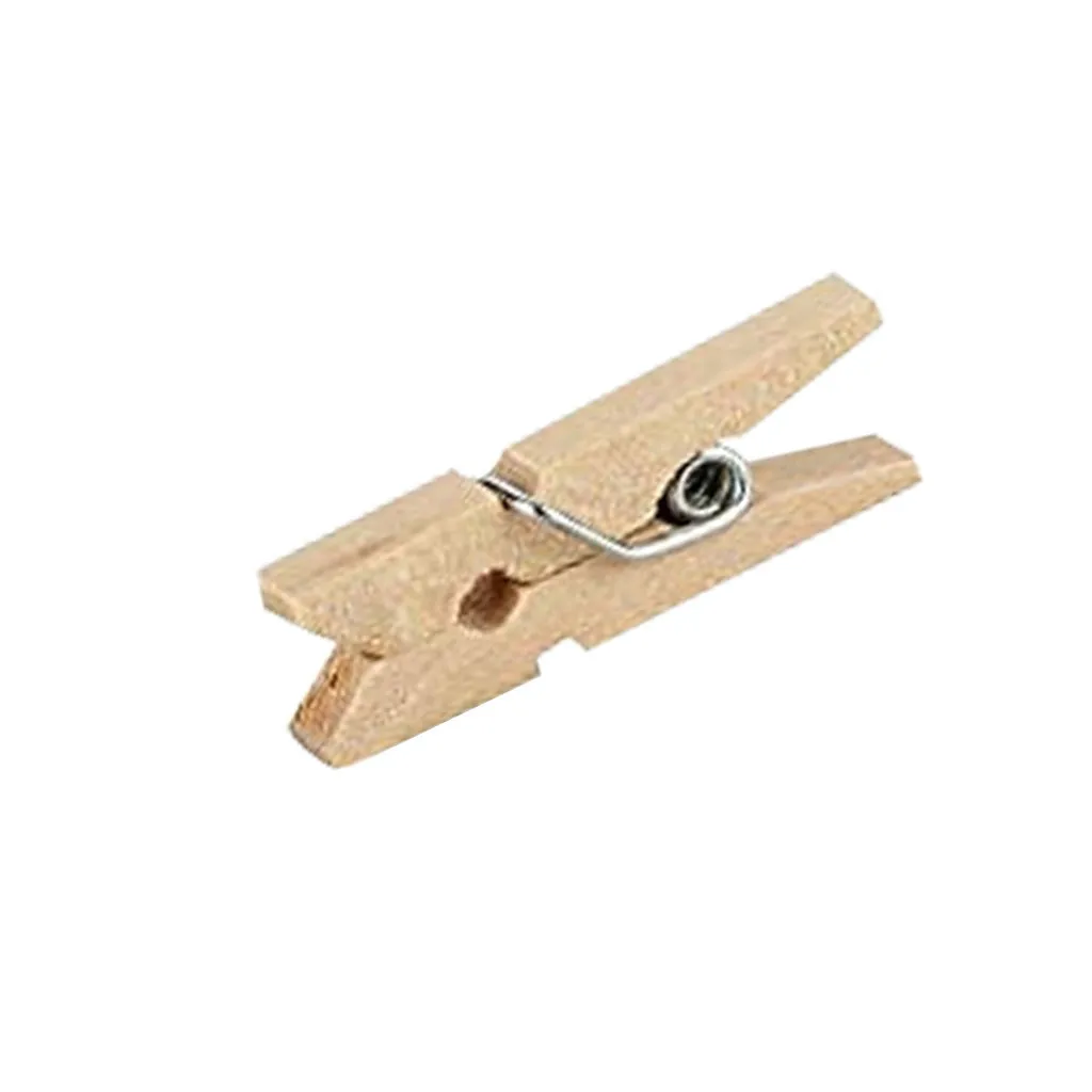 

100PCS Mini Portable Wood Clamp Natural Wooden Clothes Photo Paper Clothespin Craft Clips Craft Decoration Pegs School Supplies