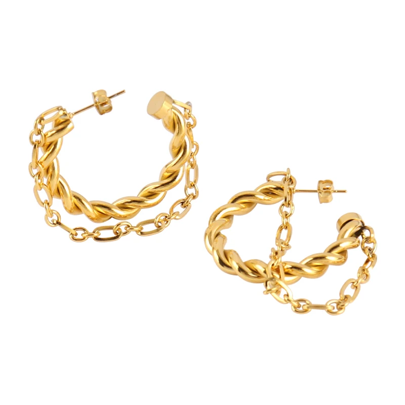 

Stainless Steel Fashion Distortion Interweave Earrings Punk Geometric Round Hoop Earrings for Women Accessories Retro Party Gift