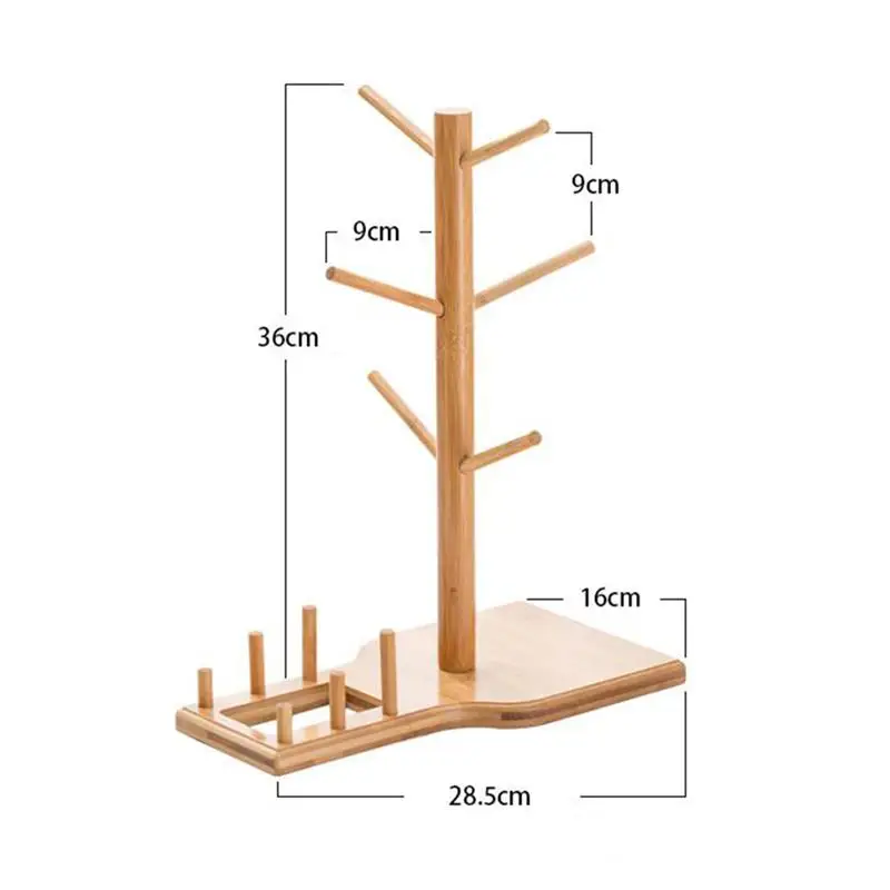 

1 Set Coffee Cup Holder Creative Bamboo Standing Spoon Storage Box Mug Rack Organizer for Home Cafe