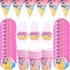 Диснеевской принцессы день рождения 61 шт.лот одноразовая посуда для платье для крещения для новорожденных девочек партии пользу diy украшения посуда