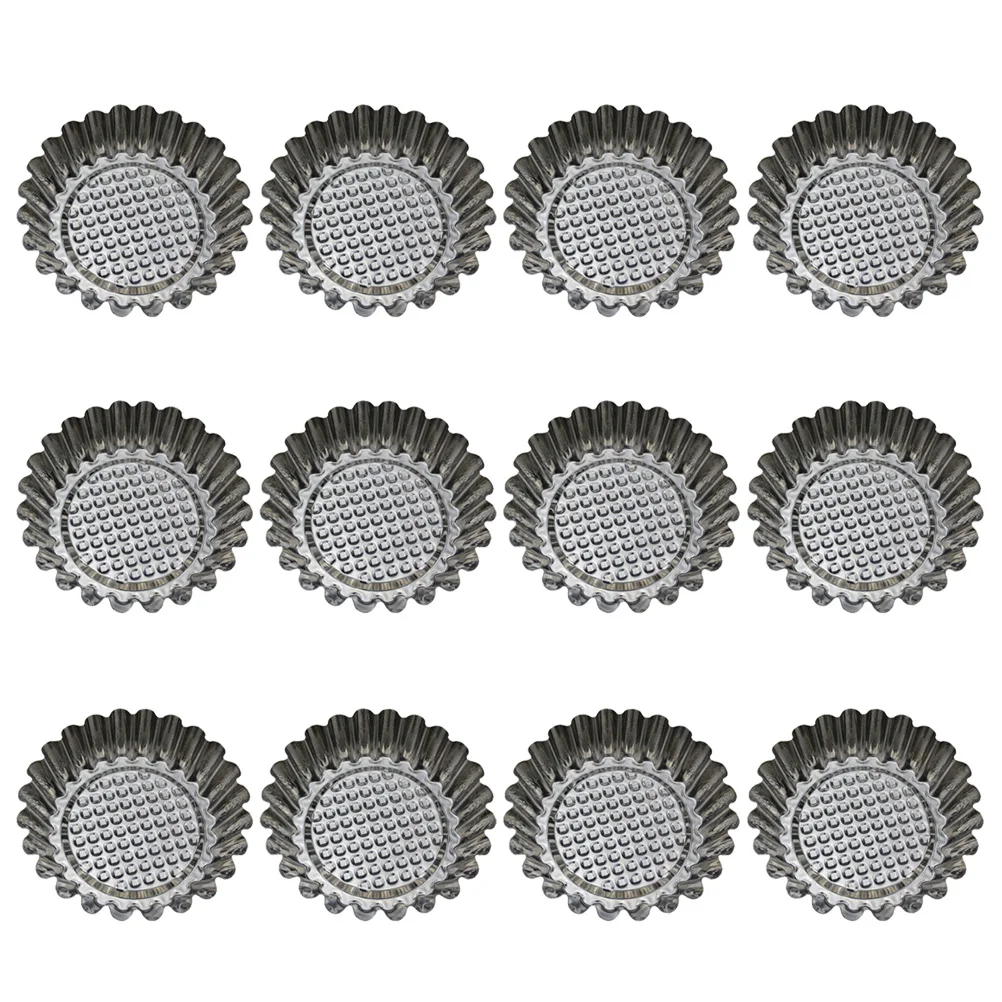 12pcs Stainless Steel Round Lace Egg Tart Molds Reusable Tartlet Moulds Baking Cup | Mold