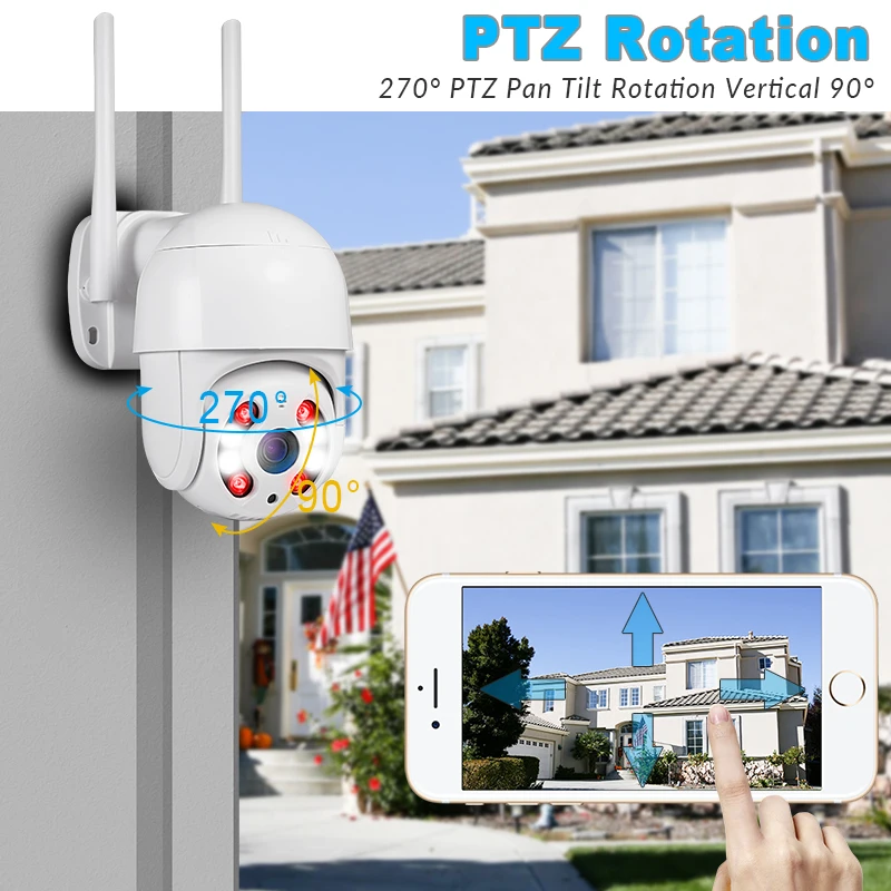 Камера видеонаблюдения FUERS 1080P PTZ IP купольная беспроводная камера Wi-Fi ночное