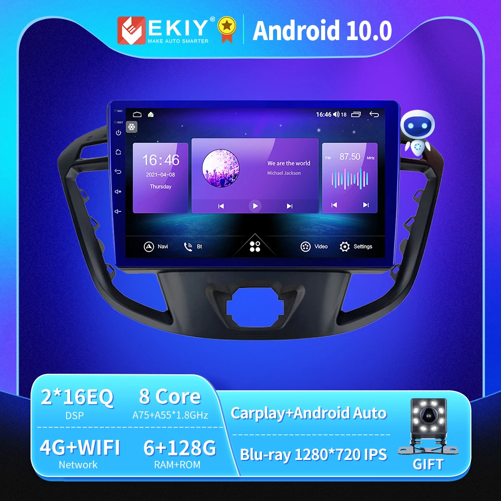 

EKIY Blu-Ray автомобильное радио для Ford Tourneo Custom 1 I Transit 2012-2021 Android автомобильный видео плеер навигация GPS стерео Мультимедиа