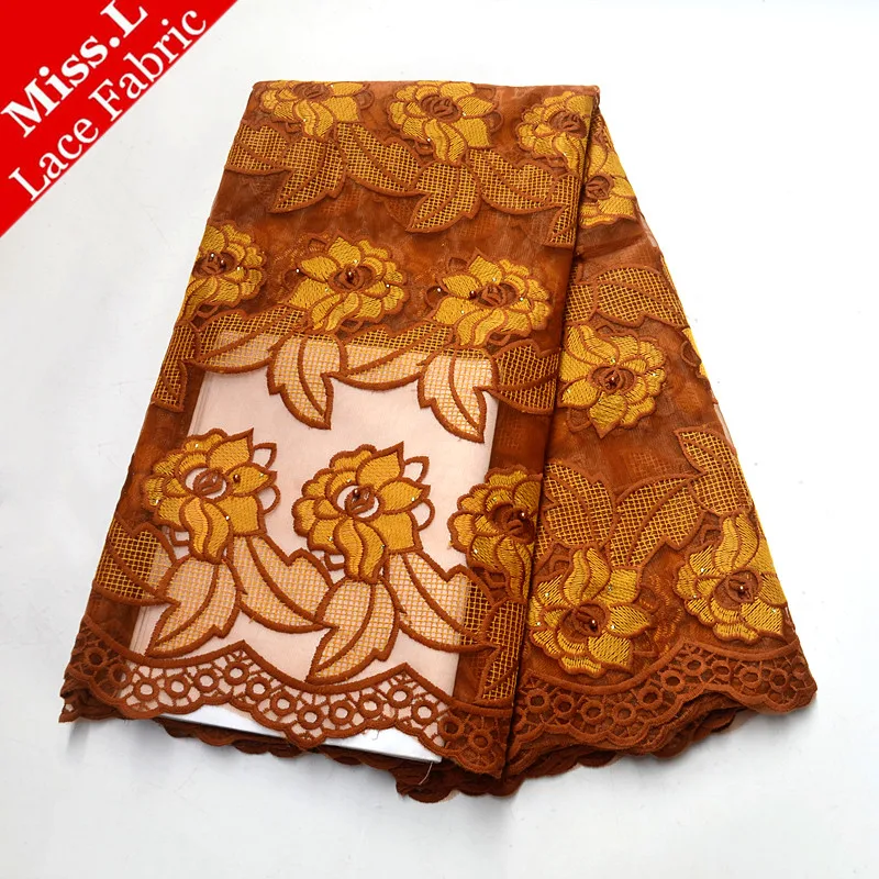 MISS L Тюль нигерийская кружевная ткань высокого качества 2019 африканская с камнями