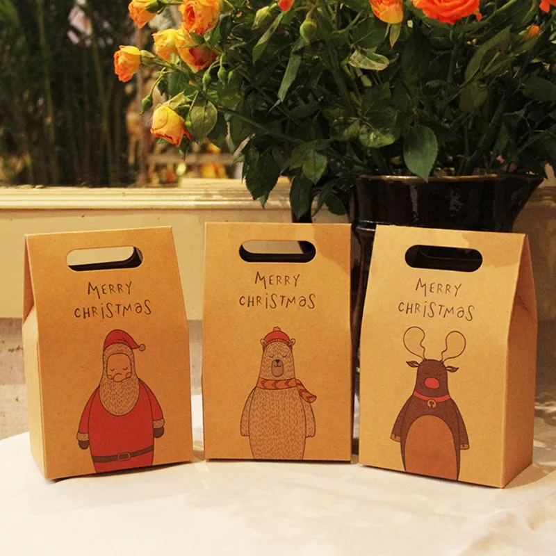 New Creative Christmas Box Craft Paper Concise Brown Kraft Bag Santa Claus Gift Packaging Supplies | Дом и сад