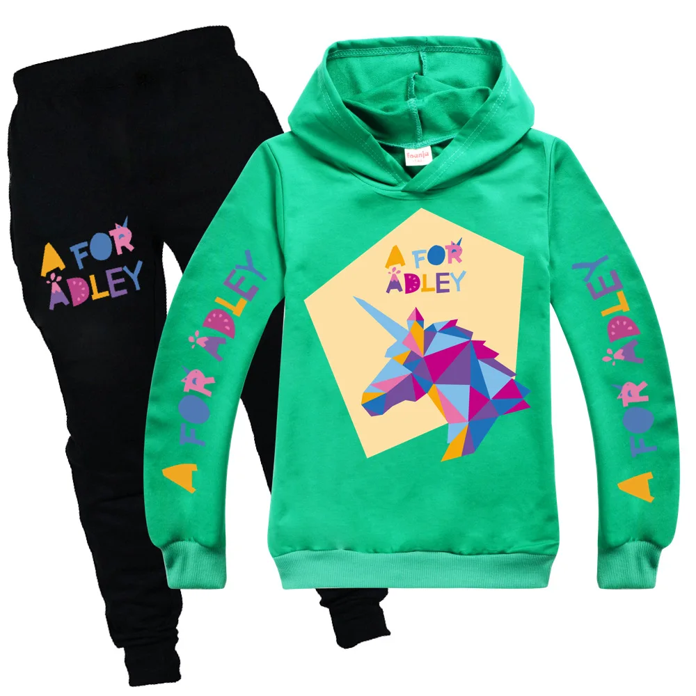New Cartoon A for Adley Clothes Kids Spring Autumn Hoodie Sweater+trousers 2pcs Suit Baby Girl Clothing Sets Boys Sportsuits