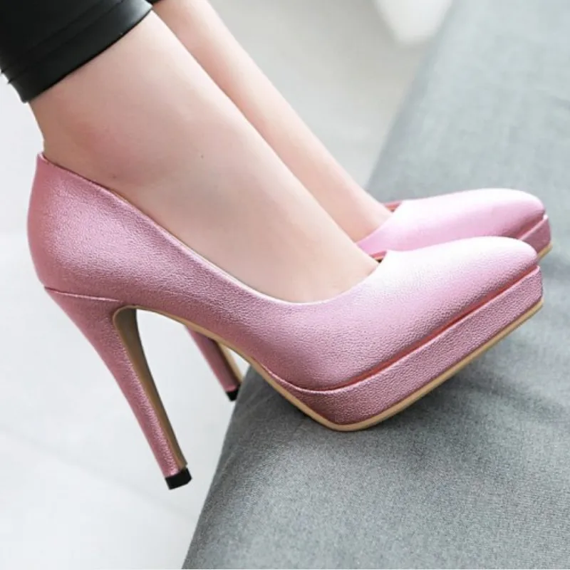 

Fanyuan Heels Women Pumps Fashion Women Shoes Platform Slip on Thin High Heel Sexy All Match Ladies Wedding Pumps Size 32-43