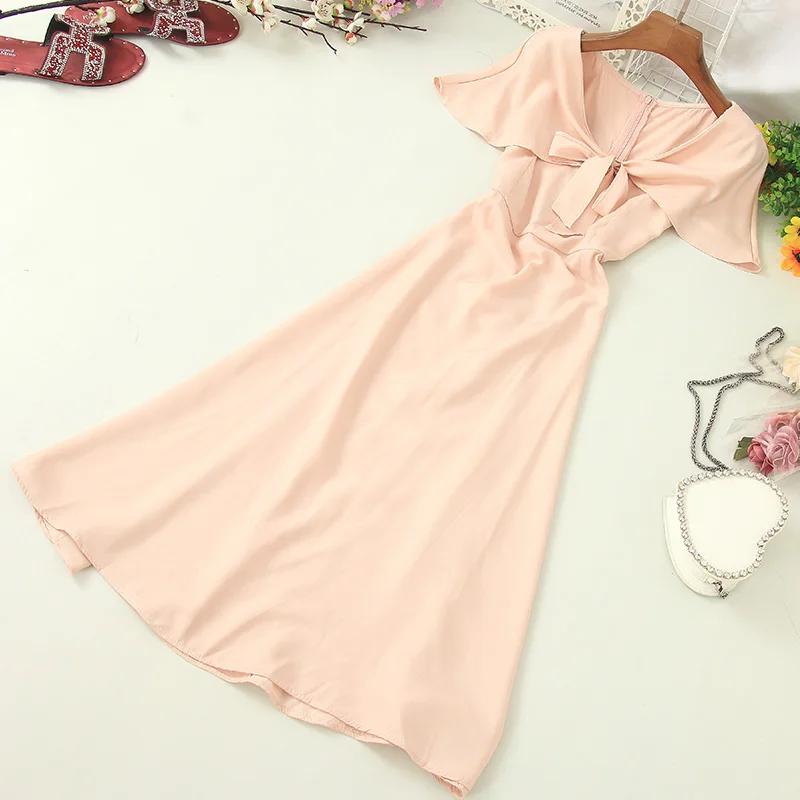 Fitaylor v-образный вырез накидка рукава милый галстук-бабочка длинное платье