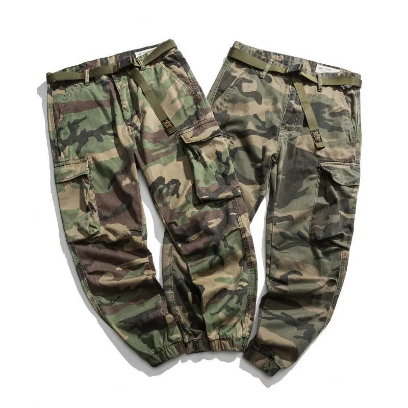 American Street Style Fashion Men Jeans Military Camouflage Harem Trousers Multi Pockets Casual Cargo Pants Men Hip Hop Joggers
