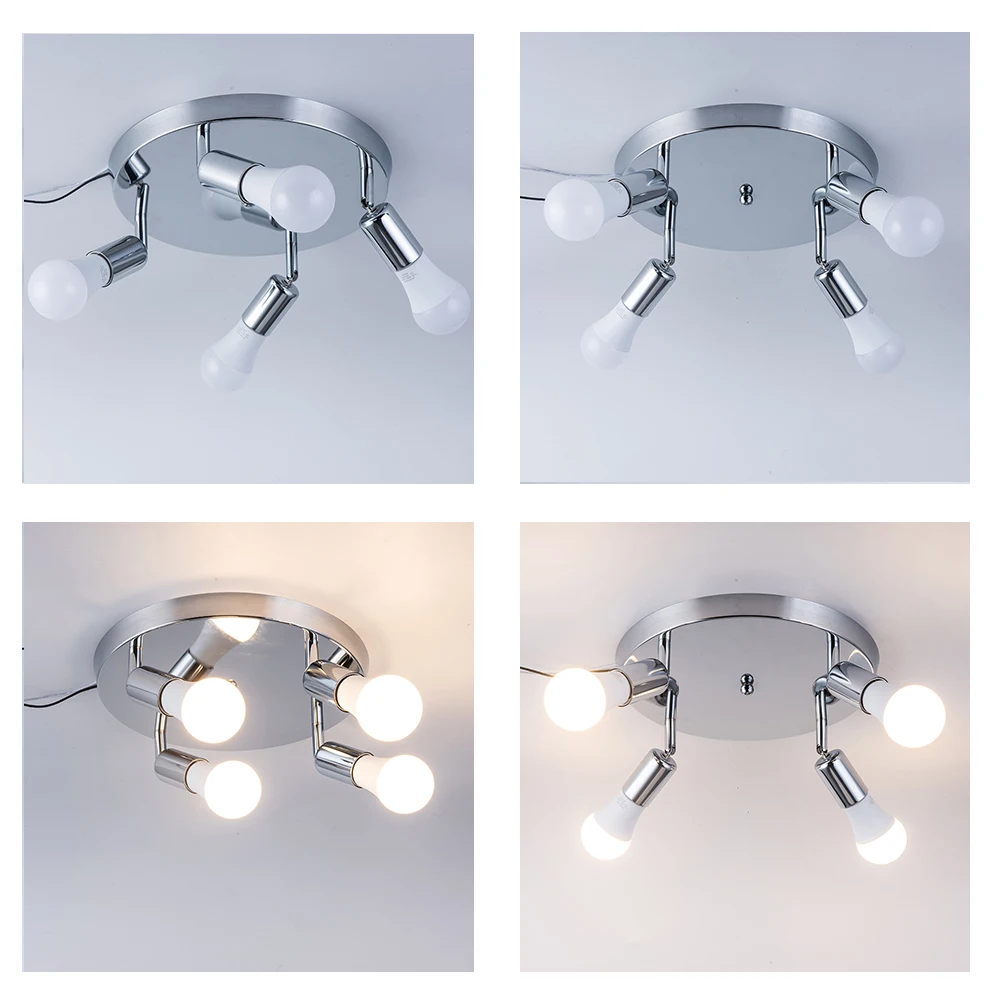 $30.25 4 heads led ceiling light with silver black white body E27 socket ceiling lamp apply for indoor living dining room lighting