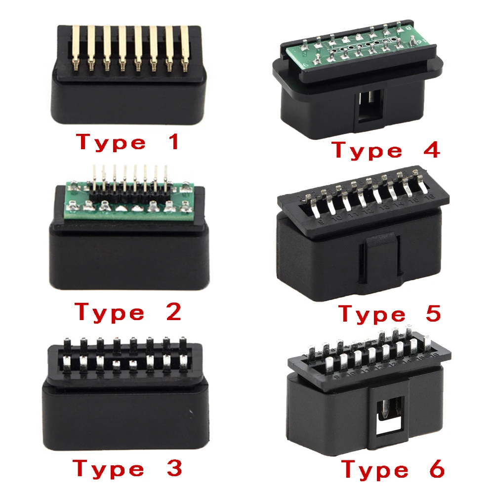 

6 Types 16 PIN OBD2 Male Car/Trucks Connector Plug OBDII J1962 Connector Plug Wiring for Diagnostic Tool DIY Shell