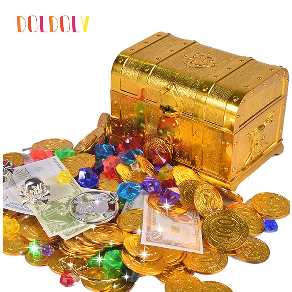 Пластиковый пират DOLDOLY с золотыми искусственными элементами сундук сокровищами
