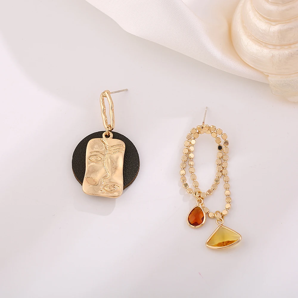 Асимметричные кисточки металлические абстрактные линии контур лица Подвесные