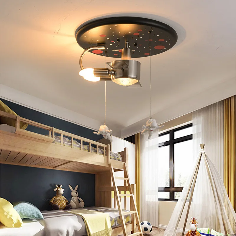 

Children's room lamp spaceship boy bedroom light cartoon creative ceiling lamp