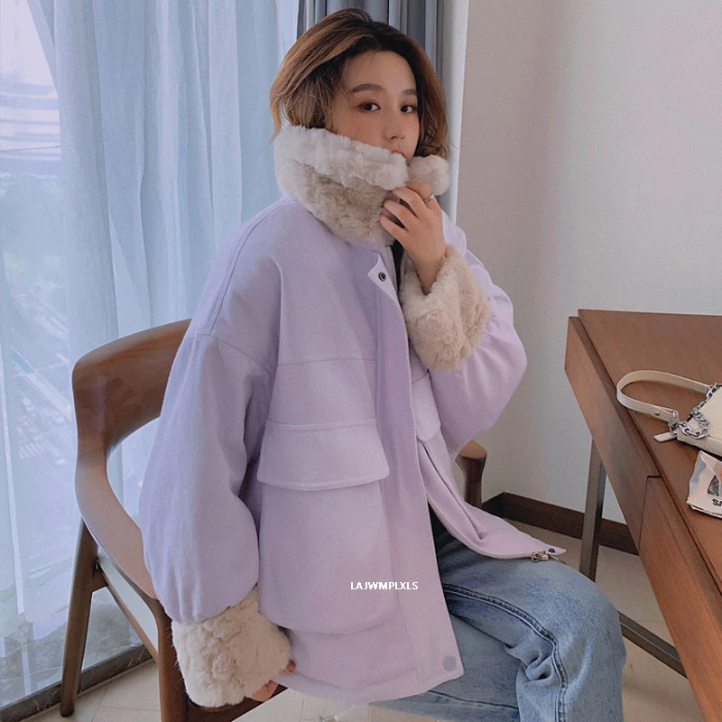 Новинка 2021 плотное теплое зимнее пальто с меховым воротником женские