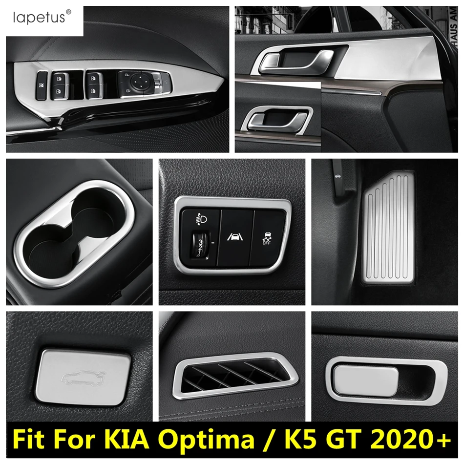 

Rear Trunk Button Rest Pedal Water Cup Holder Panel Cover Trim Stainless Steel Accessories For KIA Optima / K5 GT 2020 - 2022