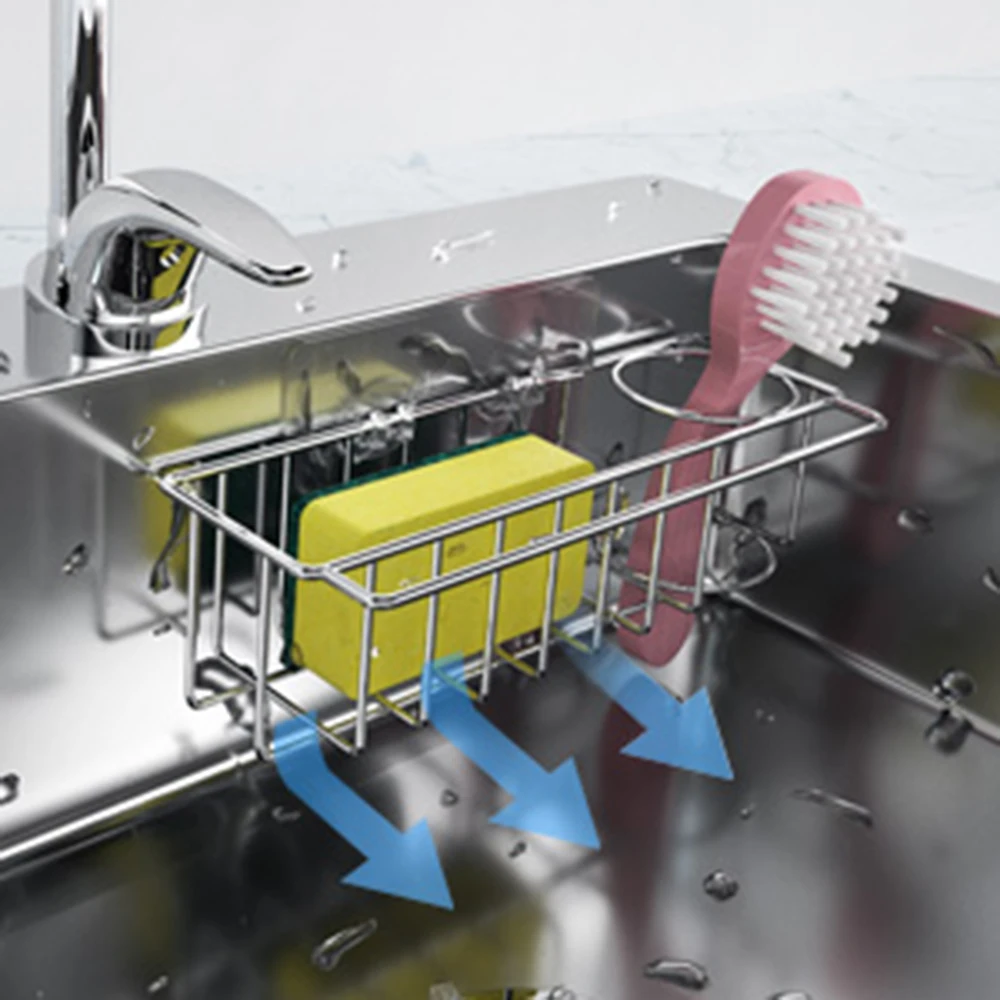 Самоклеящиеся губки для кухонной раковины стеллаж сушки Слива 304 аксессуары из