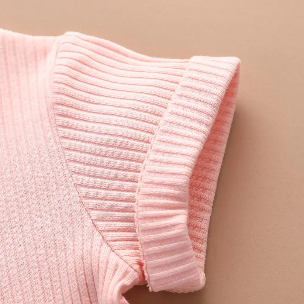 

New Toddler Baby Girl Clothes Knitted Tops Long Sleeve Pure Color T-Shirt Shorts PP Pants Outfits 2Pcs Set Summer Clothing