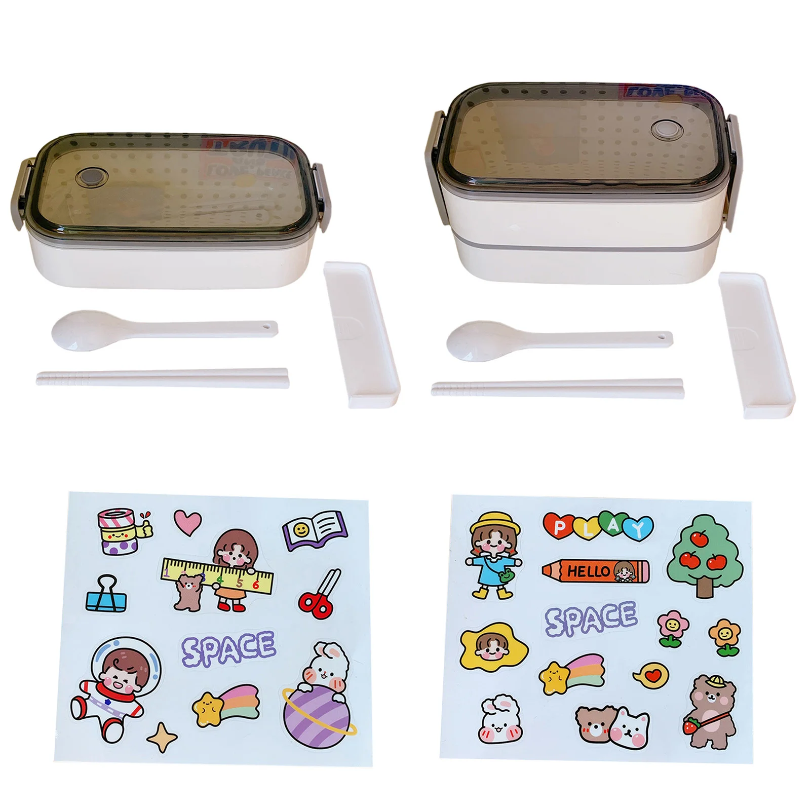 

Sealed Leak-proof Bento Lunch Box For Kids Double Layer Independent Microwave Plastic Food Container Portable Bento Box