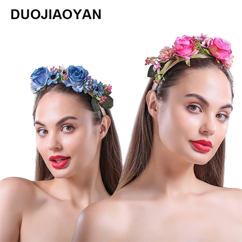 Модная искусственная Роза DUOJIAOYAN Женская лента для волос свадебная тиара с