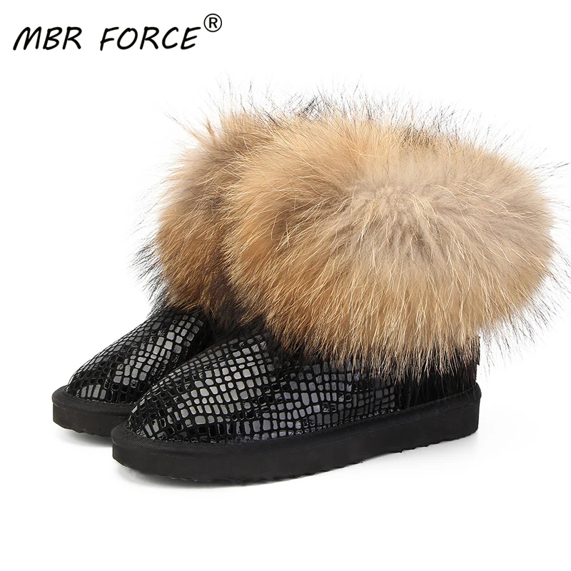Женские зимние ботинки MBR FORCE из натурального Лисьего меха модные для женщин