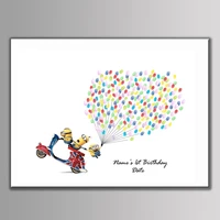 baby shower birthday guest book fingerprints tree canvas painting children communio personalized for living room party souvenir