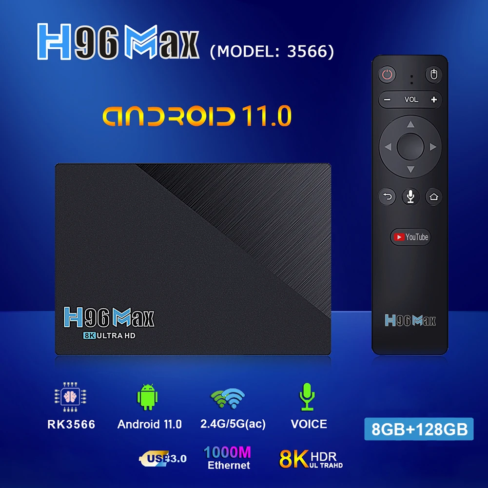 

ТВ-приставка RK3566 на Android 128, четыре ядра, 8 + 2,4 ГБ, 4,0 ГГц, 5 ГГц, Wi-Fi