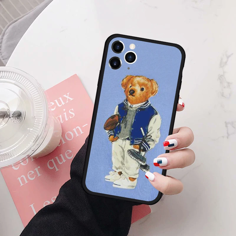 

ZUIDID Italy Bear RL Phone Case For iPhone 11 12 Pro Max XR X XS SE20 7 8 6Plus Luxury Brand Hard Silicone Cover Matte Coque Bag