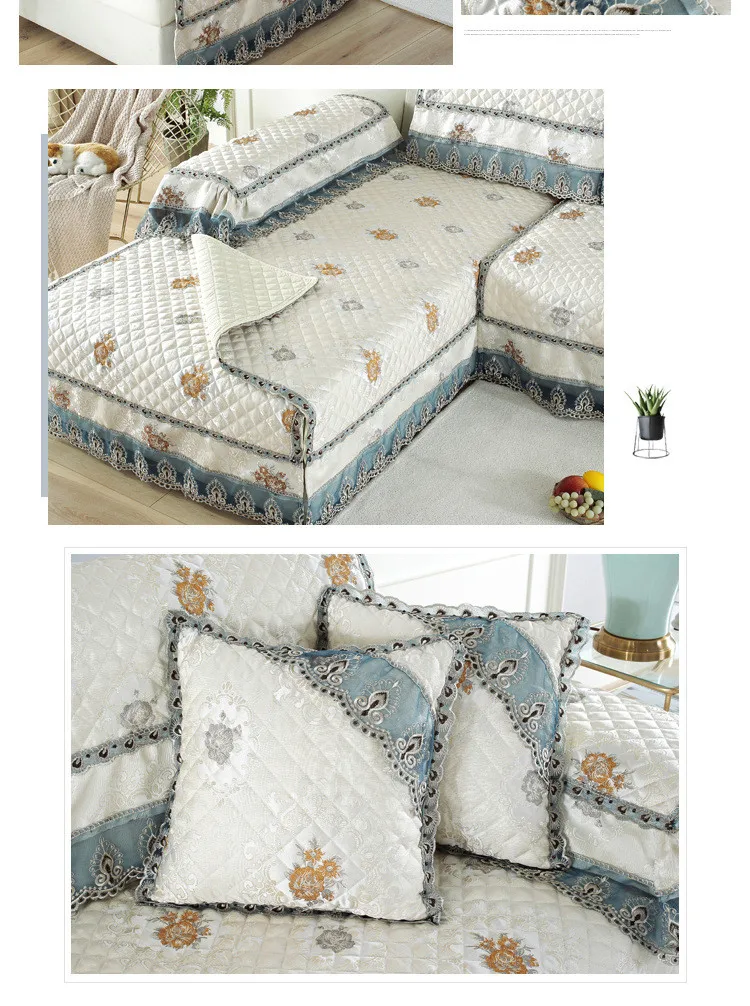 Forros para muebles de sala Нескользящая мебельная крышка кружевной диван-коврик с цветочным узором секционные кушетки для диванов TS153