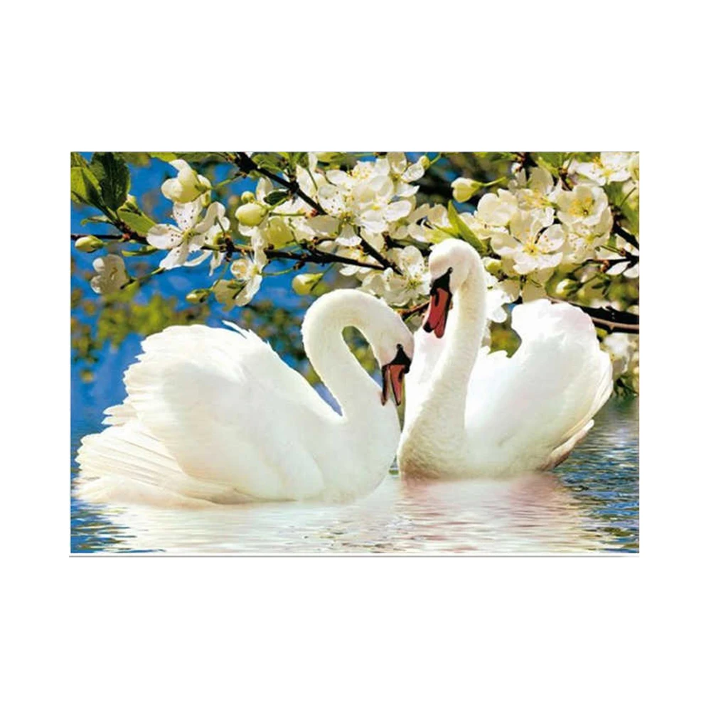 

DIY Diamond Embroidery White Swan Playing in Water Square/Round Diamond Painting Cross Stitch Kit Mosaic Home Decoration