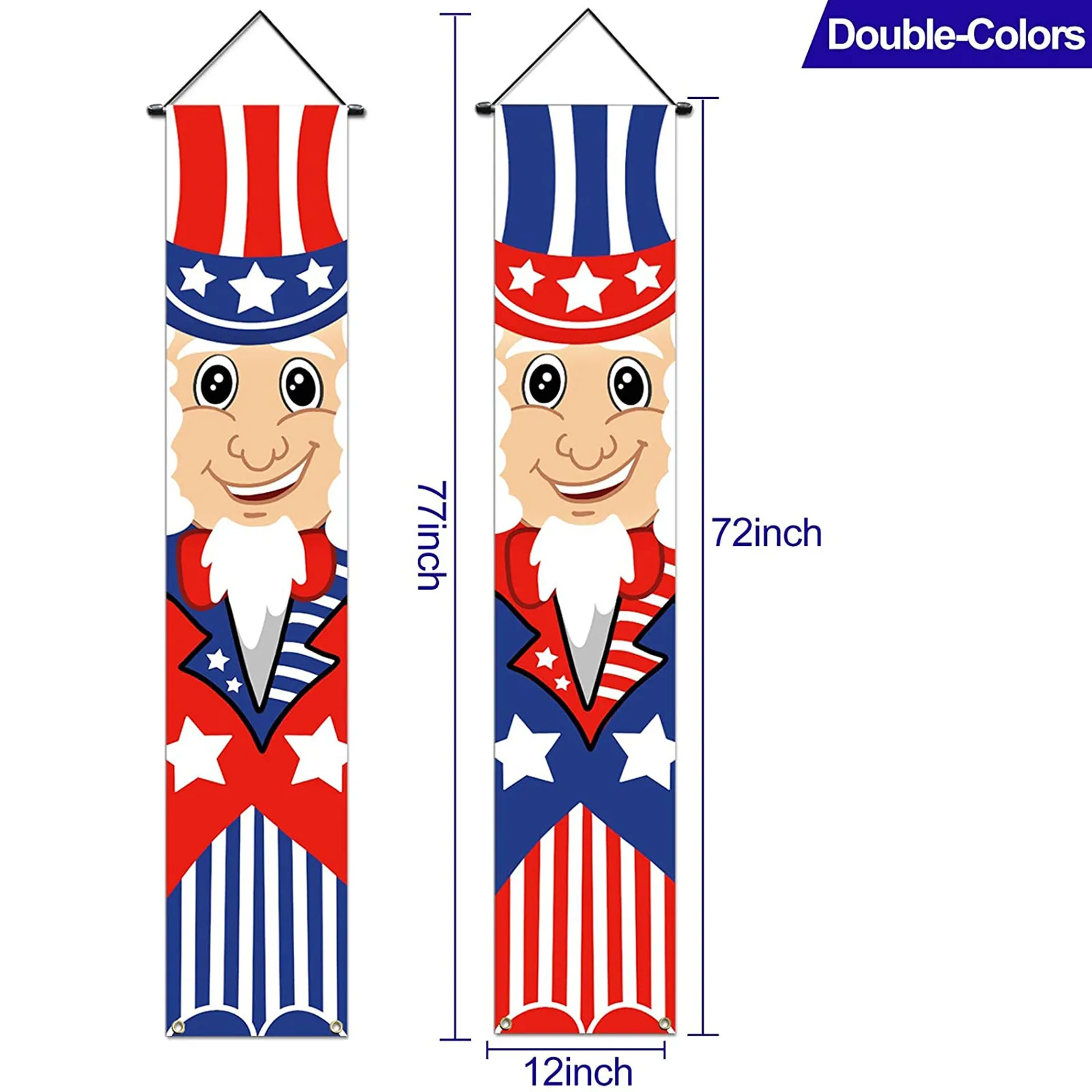 

2pcs Porch Banner Front Door Sign Stars Stripes Patriotic Decoration For Home Windows And Doors Hanging Decoration Ornament