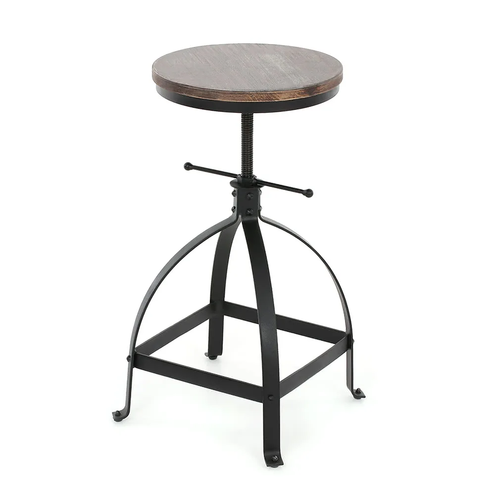 

【USA Warehouse】iKayaa Industrial Style Adjustable Height Swivel Kitchen Dining Breakfast Chair Natural Pinewood Top Bar Stool