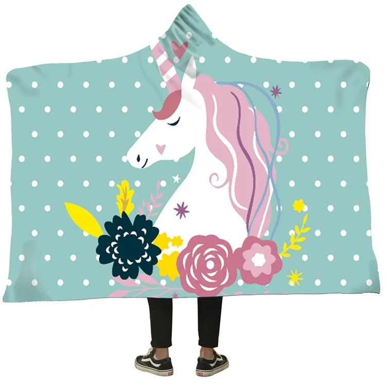Одеяло с единорогом 3D принтом плюшевое одеяло капюшоном пледы Утяжеленные