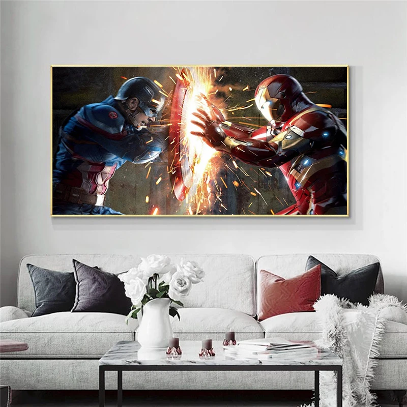 Капитан Америка Железный человек Marvel Мстители холст настенное Искусство Холст