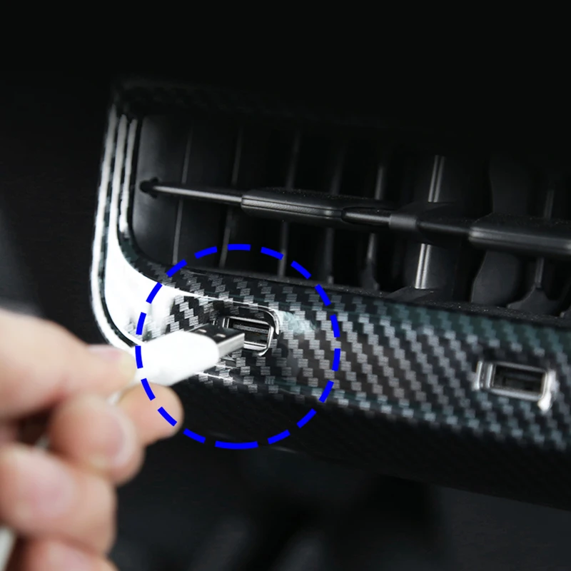 

Car Back Air Vent Frame Sticker For Tesla Model 3 Model Y Rear Air Outlet Cover ABS Carbon Fiber Decorative Stickers Styling