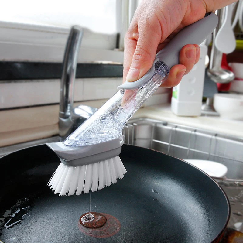 Fashion 1Set Long Handle Cleaning Brush With Removable Head Sponge Soap Dispenser Dish Washing Kitchen Clean Tools | Дом и сад