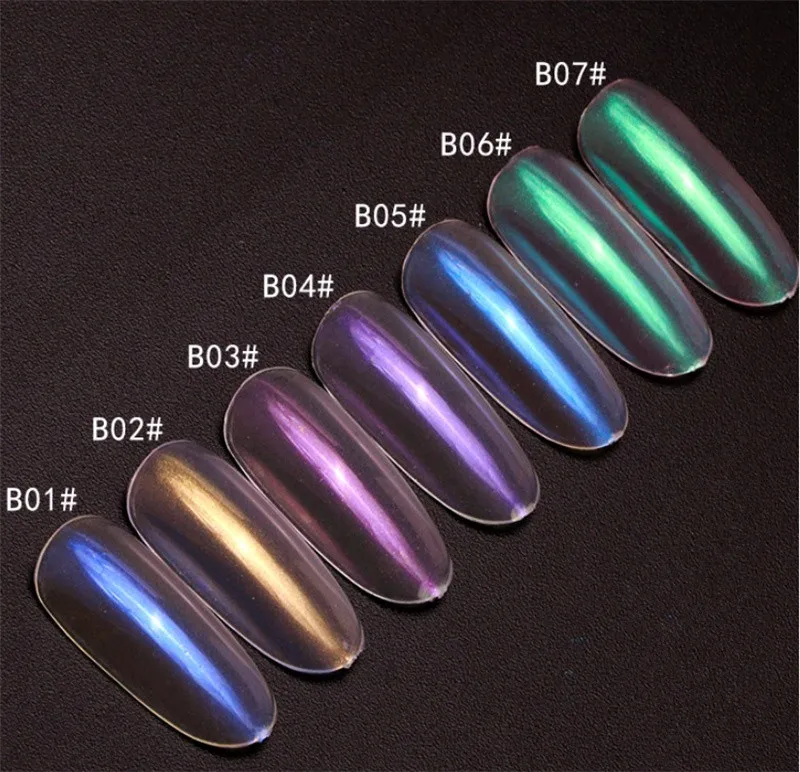 Прозрачный модный зеркальный порошок русалки 7 цветов хромированный УФ-гель для