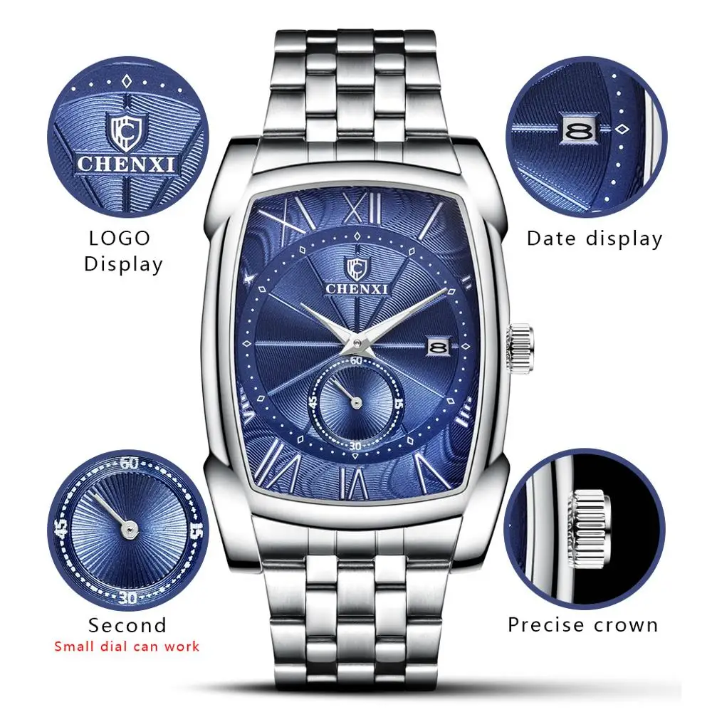 

CHENXI Watches Men's Quartz Military Stainless Steel Wristwatch Men Top Brand Fashion Chronograph Male Waterproof Business Watch