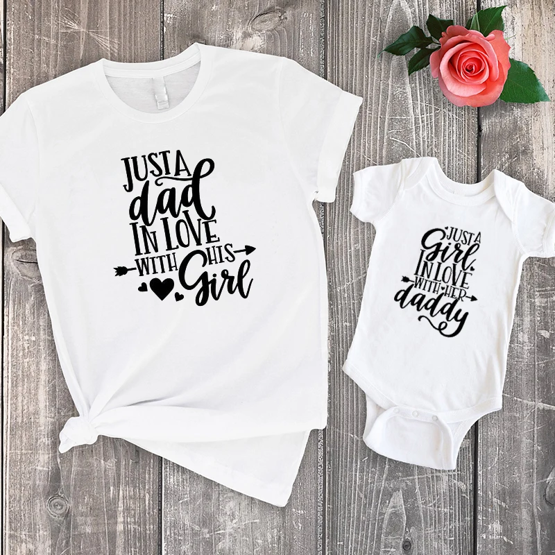 

Dad and Daughter Shirts Just A Dad In Love with His Girl Tshirt 2021 Daddy and Me Shirts Matching Tees Cotton Kids Outfits M