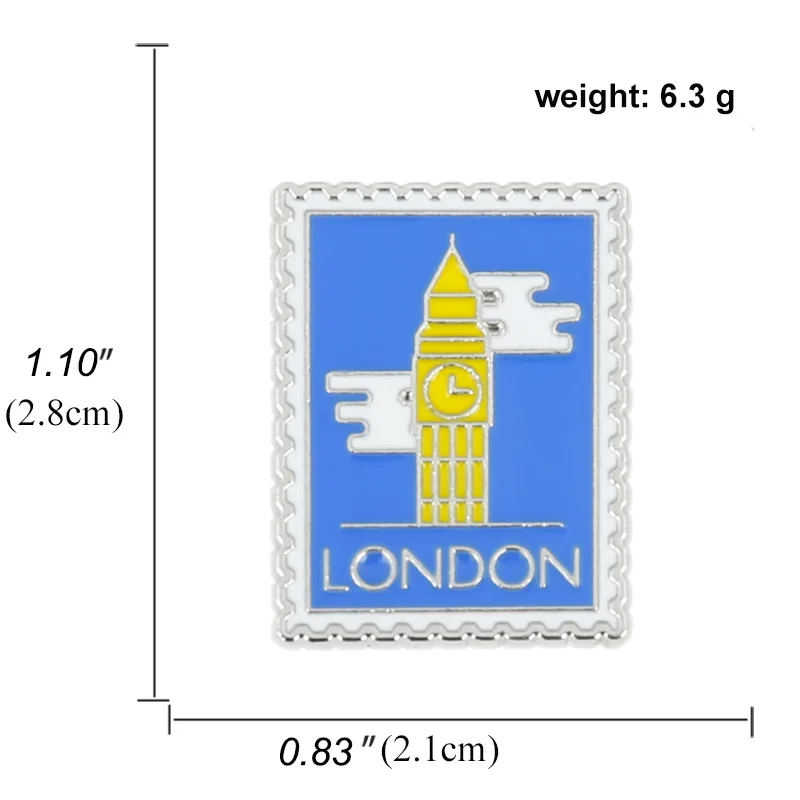 

Eiffel Tower Stamp Commemorative Enamel Pins Landmark Building Cartoon Photo Frame Collection Badge Brooch