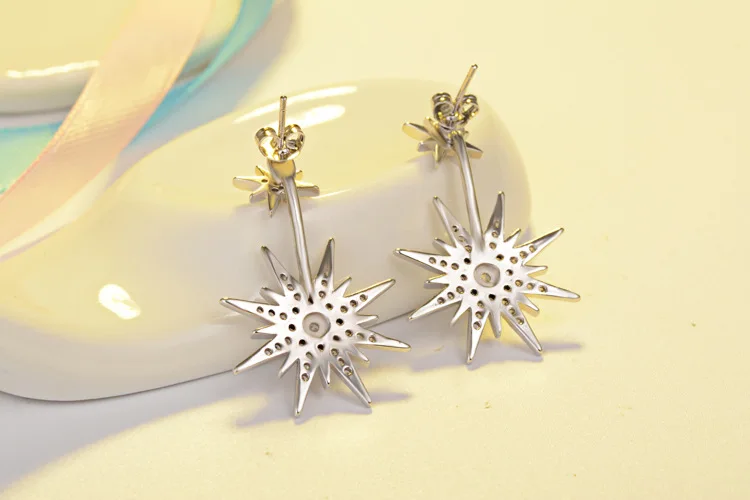 

BLC-33 Full diamond size front and rear star stud earrings female personality trendy fashion temperament back hanging earrings